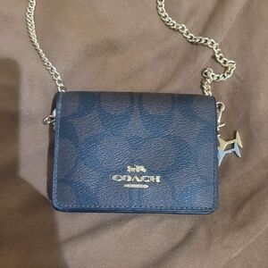 Coach Midnight Blue Mini Bag with Gold Chain